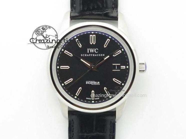 MIROTIME 0113 Portofino IW458101 Diamond Bezel SS MK 1:1 Best Edition Silver Dial On Purple Leather Strap MIYOTA Tailored 7166